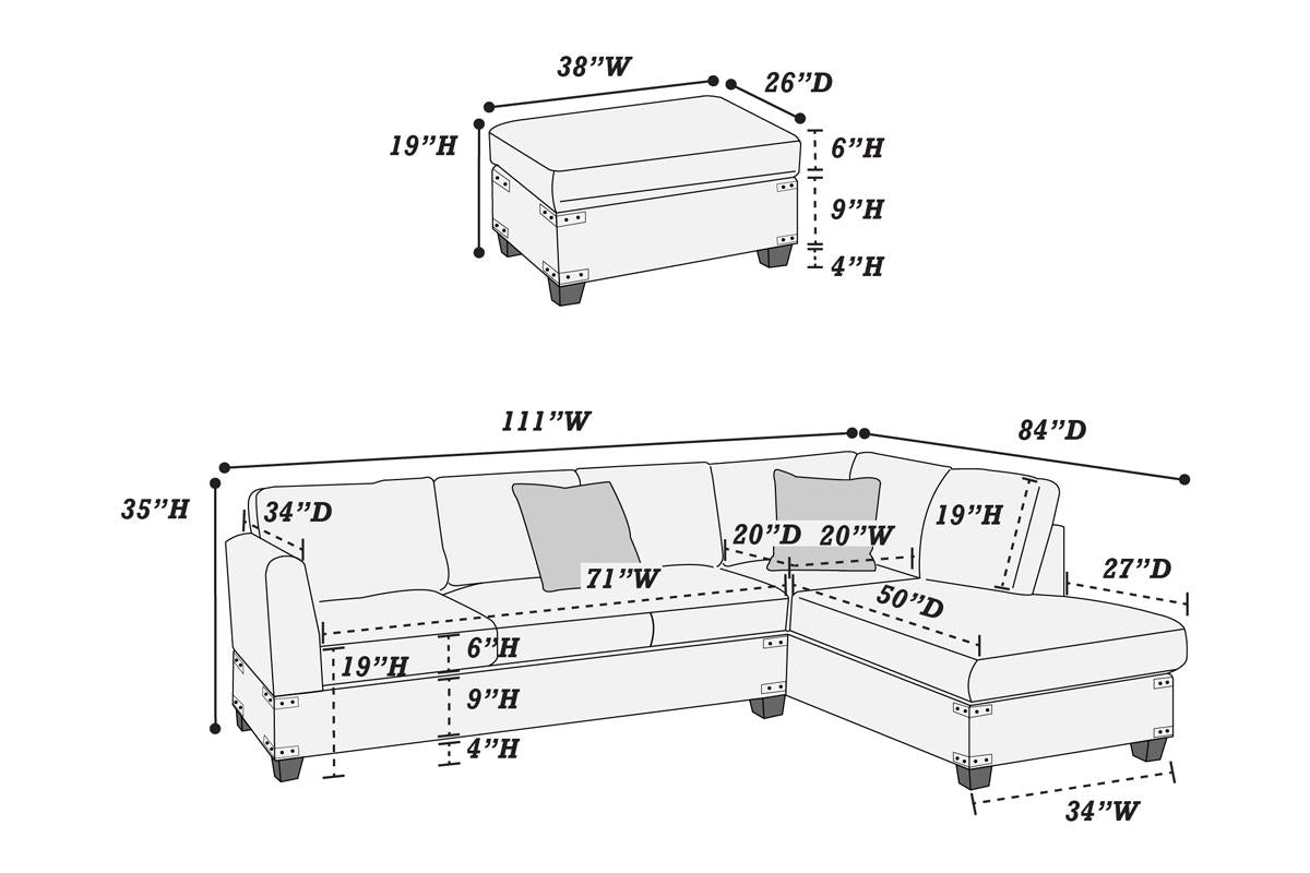 F8805 Lars 3-PC Sectional - Cream