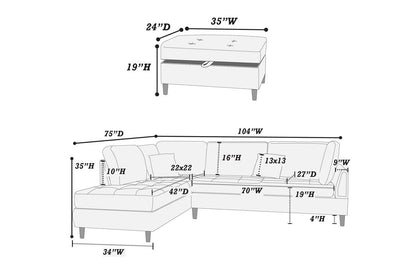 Huxley 3-PC Sectional - Charcoal