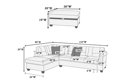 F8860 Bentley 3-PC Sectional - Charcoal