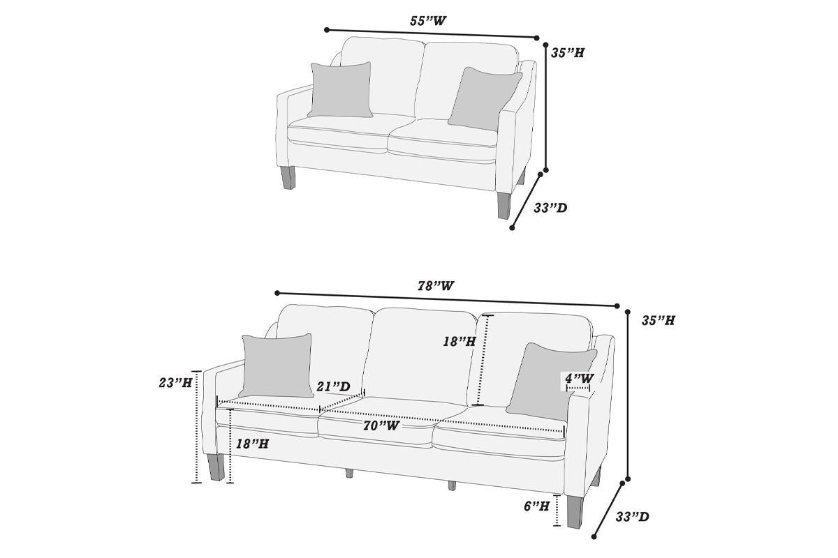 Felix 2-PC Sofa Set - Grey – Caprice Furniture