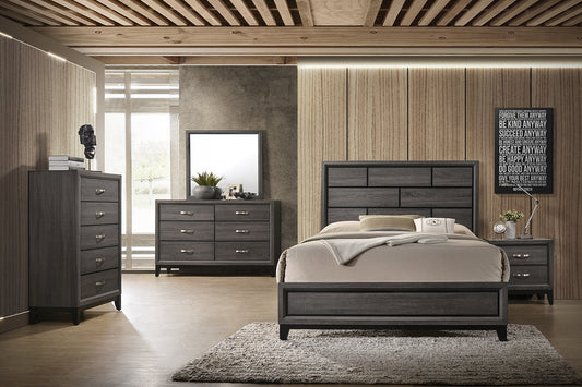 Finley Wood Bed Frame - Grey