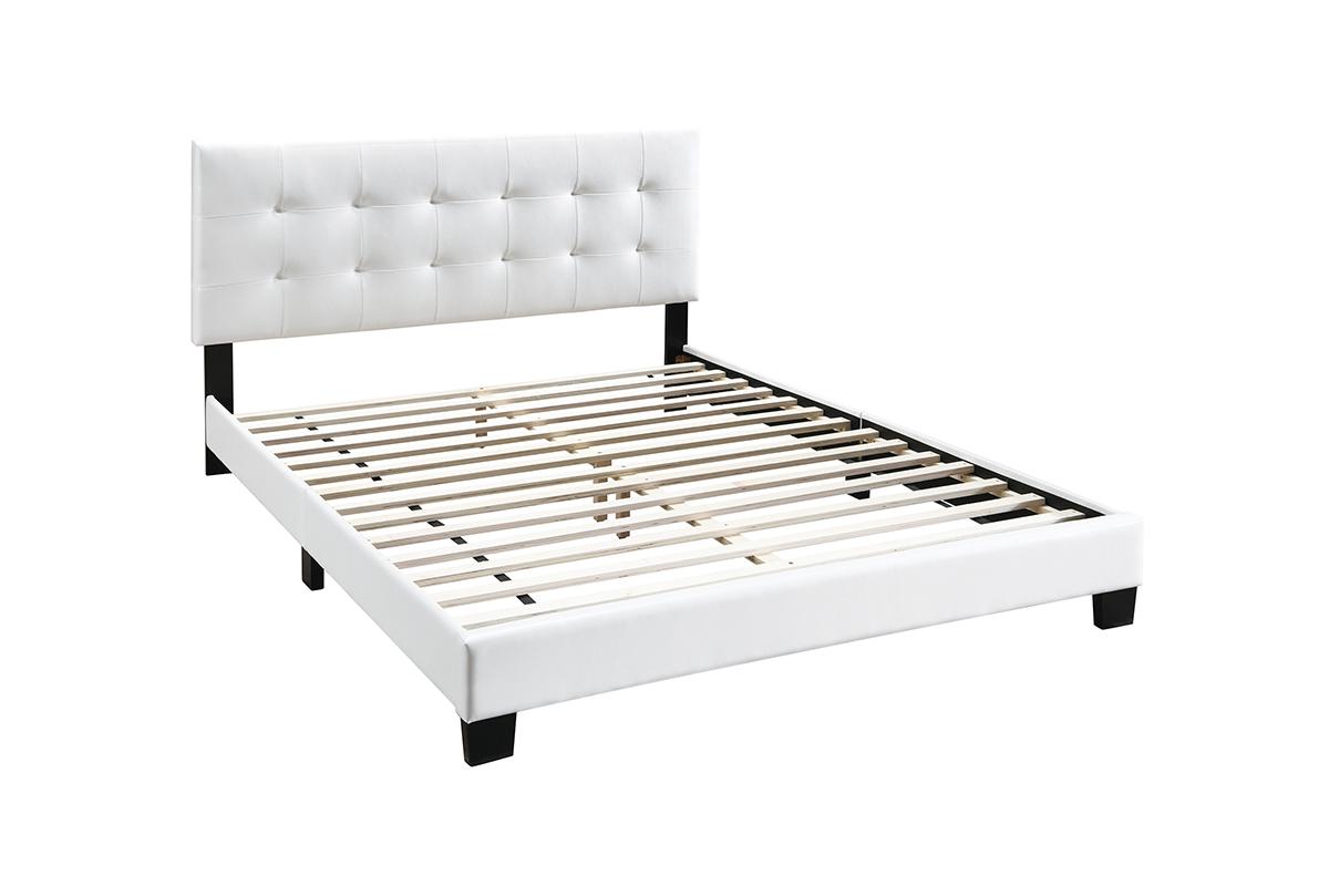 Jenson Tufted Platform Bed Frame - White