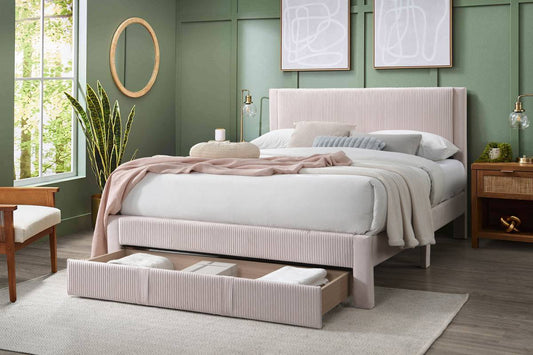 Alred Queen Platform Bed  w/Drawer - Blush