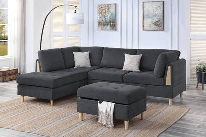 Huxley 3-PC Sectional - Charcoal