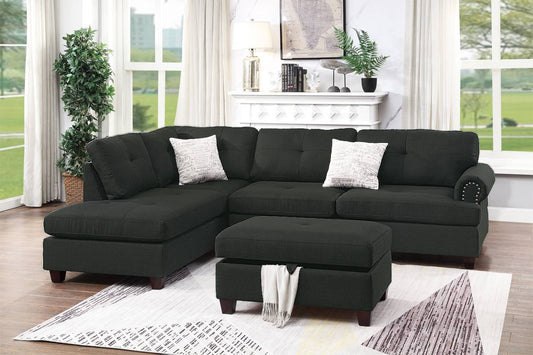 F6414  3-PC Sectional Set  Carter- Black