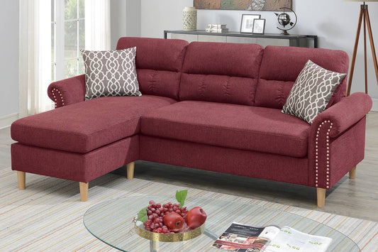 F6449 Davis 2-PC Sectional W/2 Accent Pillow - Red