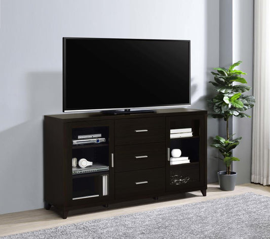 Ames Rectangular TV Console with push Doors Cappuccino