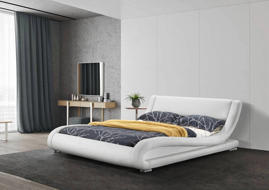 Kingsberg Upholstered Platform Bed Frame - White