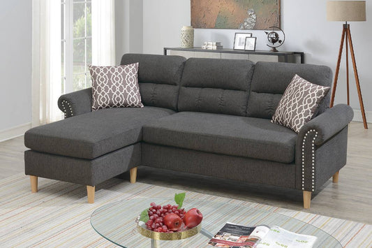 F6447 Davis 2-PC Sectional W/2 Accent Pillow - Grey