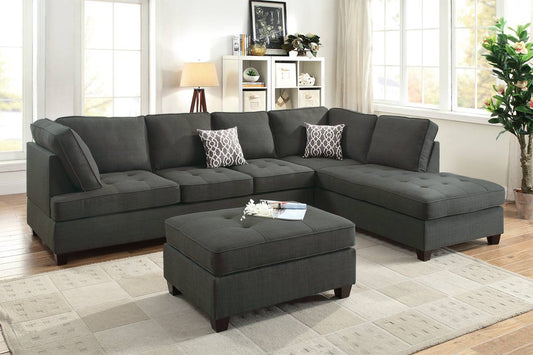 Fenway 2-PC Sectional Sofa - Charcoal