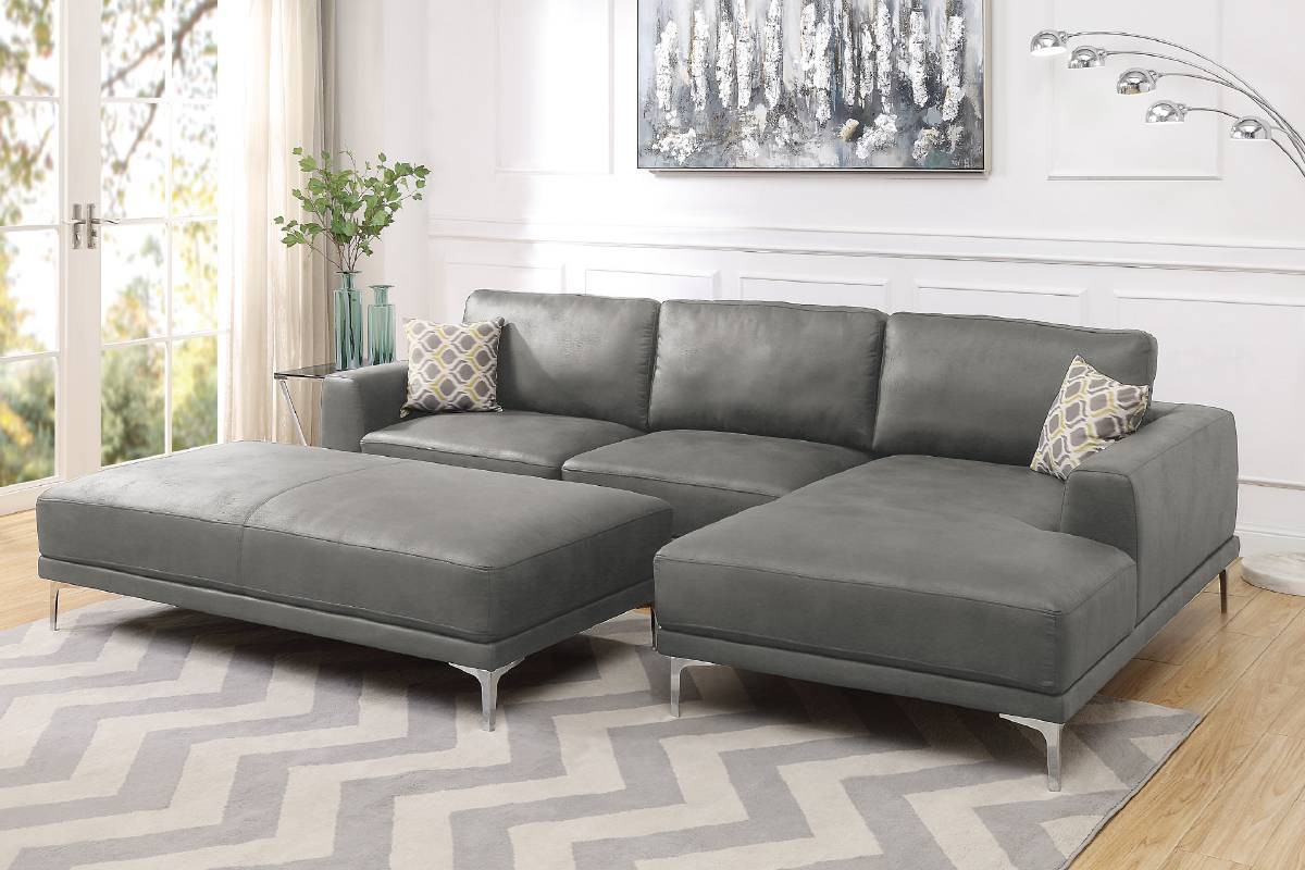 F6429 Baldwin 2-PC Sectional Sofa Set - Grey