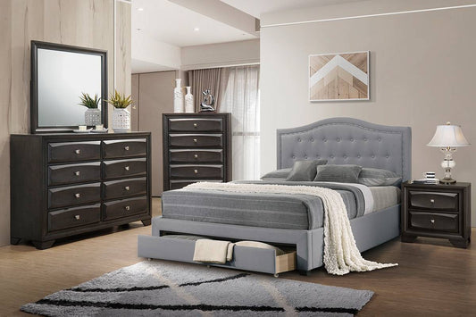 Benjamin Upholstered Platform Storage Bed - Grey