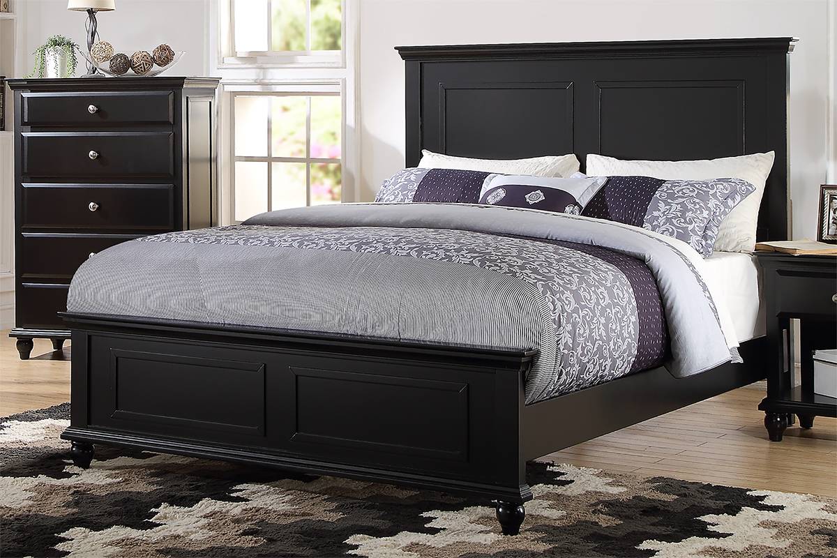 Single black wooden bed frame online
