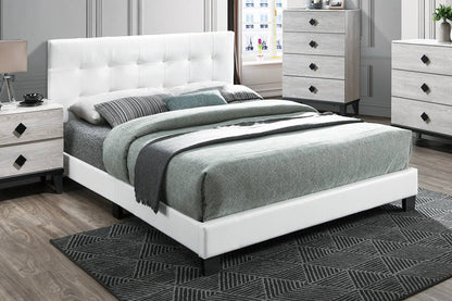 Jenson Tufted Platform Bed Frame - White